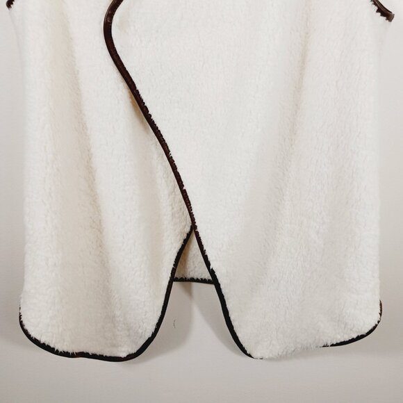 Cremieux, Sherpa Vest with Brown Faux Leather Trim, Size Small, Soft and Light - Picture 6 of 11